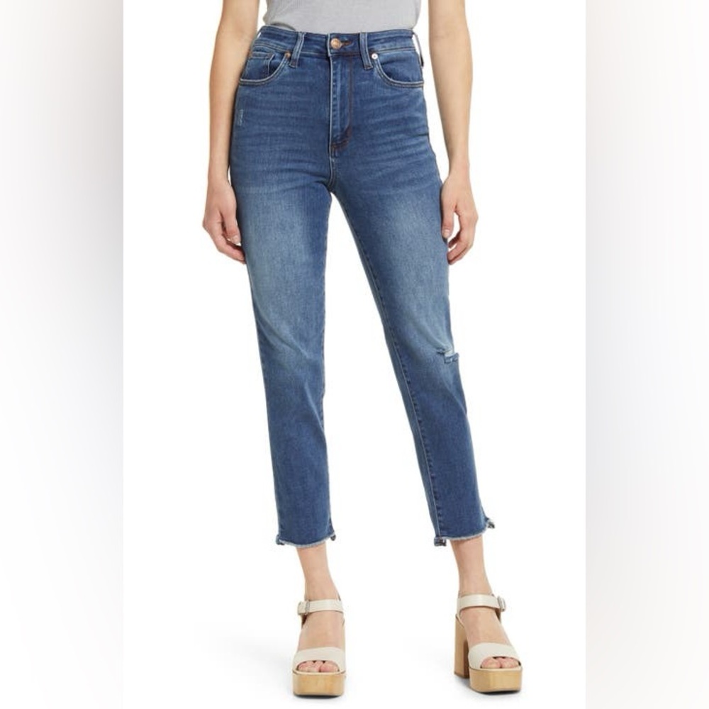 Studio Blue Skinny Jeans with Sleek Design Raw Hem Classic Denim High Waist